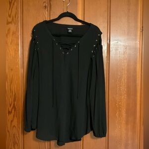Women’s Torrid Black Long Sleeve Blouse with Lacing Detail Size 2X #2332